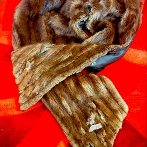 Authentic Vintage Mink Fur Collar- Boutique Embroidered “Gamille G.”-Mid Centery